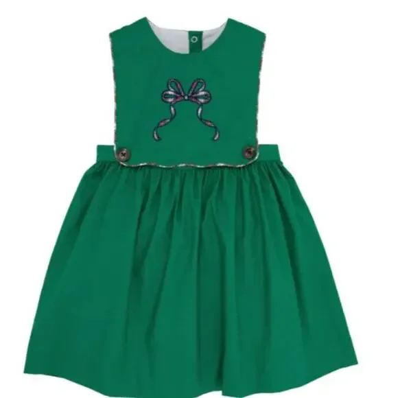The Beaufort Bonnet Girls Brady Button-In Dress-Kiawah Kelly Green - Picture 1 of 6